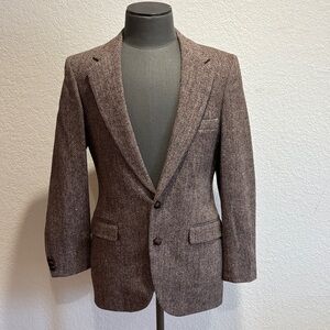 Classic Brown Herringbone Blazer